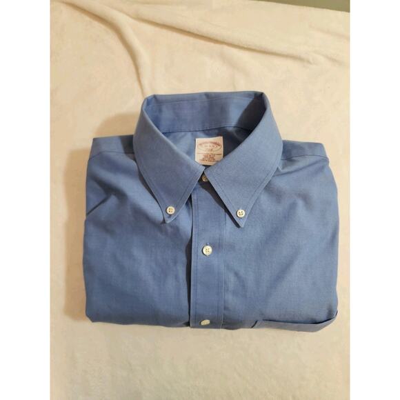 Brooks Brothers Shirt Mens Medium 16 34/35 Blue Long Sleeve Busines Work Preppy - Picture 1 of 11